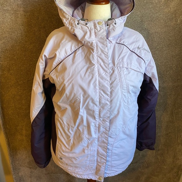 Vintage Columbia Omni-Tech Purple Hooded Waterproof Gorpcore Y2K Coat Large - Picture 2 of 8